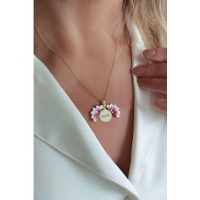 VAOOV 925 Ayar Gümüş Isimli Acilan Gold Menekse Kolye