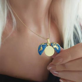 VAOOV 925 Ayar Gümüş Isimli Gold Acilan Dunya Kolye