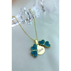 VAOOV 925 Ayar Gümüş Isimli Gold Acilan Yesil Yonca Kolye