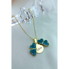 VAOOV 925 Ayar Gümüş Isimli Gold Acilan Yesil Yonca Kolye