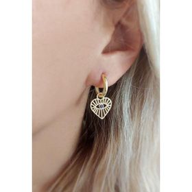 VAOOV 925 Ayar Gümüş Kalpli Gold Goz Kupe