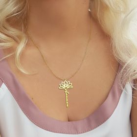 Vaoov 925 Ayar Gümüş Lotus İsim Kolye