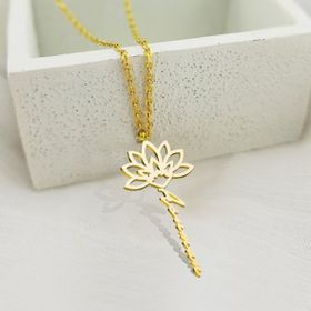 Vaoov 925 Ayar Gümüş Lotus İsim Kolye