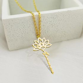 Vaoov 925 Ayar Gümüş Lotus İsim Kolye