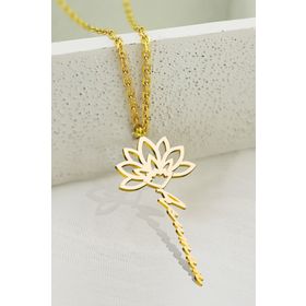 Vaoov 925 Ayar Gümüş Lotus İsim Kolye