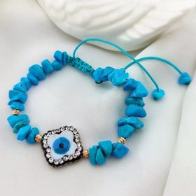 VAOOV 925 Ayar Gümüş Mavi Firuze Taşlı Nazar Bileklik