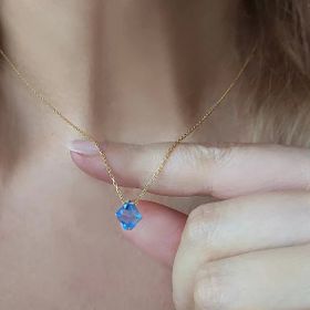 Vaoov 925 Ayar Gümüş Mavi Swarovski Taşlı Kolye