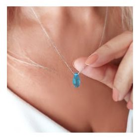 Vaoov 925 Ayar Gümüş Mavi Swarovski Taşlı Kolye