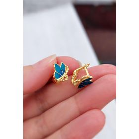 VAOOV 925 Ayar Gümüş Mineli Mavi Çocuk Küpe