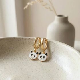 VAOOV 925 Ayar Gümüş Mineli Panda Küpe