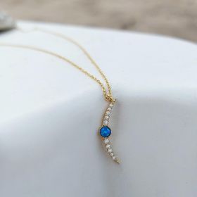 VAOOV 925 Ayar Gümüş Opal Taşli Gold Ay Kolye