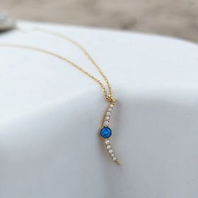 VAOOV 925 Ayar Gümüş Opal Taşli Gold Ay Kolye