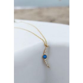 VAOOV 925 Ayar Gümüş Opal Taşli Gold Ay Kolye