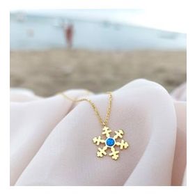 VAOOV 925 Ayar Gümüş Opal Taşlı Gold Kar Tanesi Kolye