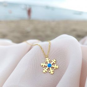 VAOOV 925 Ayar Gümüş Opal Taşlı Gold Kar Tanesi Kolye
