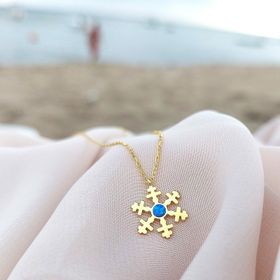 VAOOV 925 Ayar Gümüş Opal Taşlı Gold Kar Tanesi Kolye