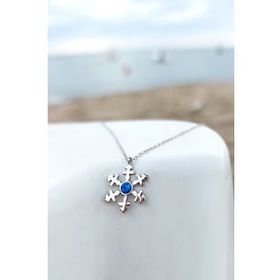 VAOOV 925 Ayar Gümüş Opal Taşlı Gold Kar Tanesi Kolye