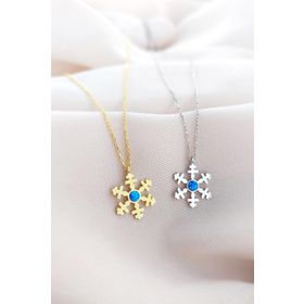 VAOOV 925 Ayar Gümüş Opal Taşlı Gold Kar Tanesi Kolye
