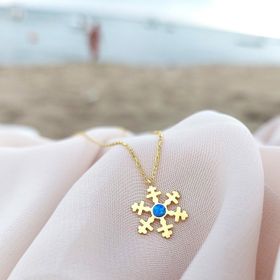 VAOOV 925 Ayar Gümüş Opal Taşlı Gold Kar Tanesi Kolye