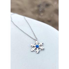 VAOOV 925 Ayar Gümüş Opal Taşlı Gold Kar Tanesi Kolye