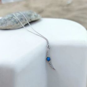 VAOOV 925 Ayar Gümüş Opal Tasli Rodyumlu Ay Kolye