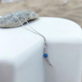 VAOOV 925 Ayar Gümüş Opal Tasli Rodyumlu Ay Kolye