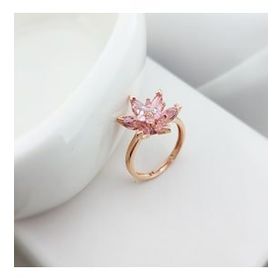 VAOOV 925 Ayar Gümüş Pembe Lotus Yüzük