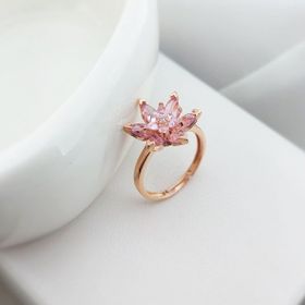 VAOOV 925 Ayar Gümüş Pembe Lotus Yüzük