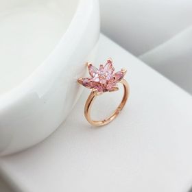 VAOOV 925 Ayar Gümüş Pembe Lotus Yüzük