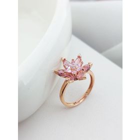 VAOOV 925 Ayar Gümüş Pembe Lotus Yüzük