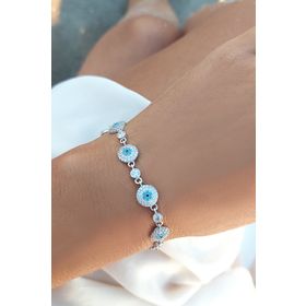 VAOOV 925 Ayar Gümüş Rodyumlu Çoklu Nazar Bileklik