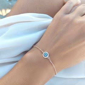 VAOOV 925 Ayar Gümüş Rose Nazar Bileklik