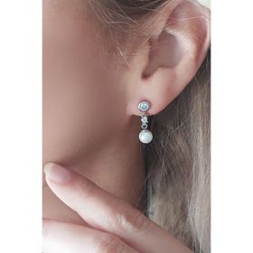 VAOOV 925 Ayar Gümüş Sallantılı Taşlı İnci Küpe