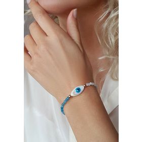 VAOOV 925 Ayar Gümüş Sedef ve Kuvars Taşlı Bileklik