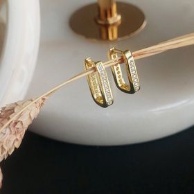 VAOOV 925 Ayar Gümüş Taşlı Dikdörtgen Küpe