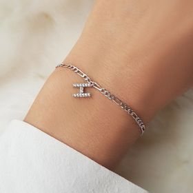 VAOOV 925 Ayar Gümüş Taşlı Harf Bileklik