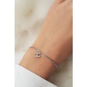 VAOOV 925 Ayar Gümüş Taşlı Harf Bileklik