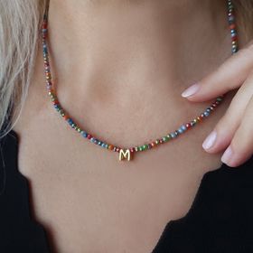 Vaoov 925 Ayar Gümüş Taşlı Harf Kolye