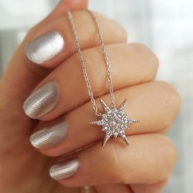 Vaoov 925 Ayar Gümüş Taşlı Kutup Yıldızı Kolye
