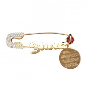 VAOOV 925 Ayar Gümüş Uğurböceği ve İsimli Bebek İğnesi