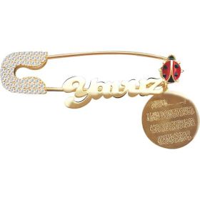 VAOOV 925 Ayar Gümüş Uğurböceği ve İsimli Bebek İğnesi