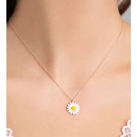 Vaoov 925 Ayar Mineli Papatya Gümüş Kolye