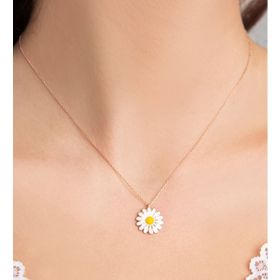 Vaoov 925 Ayar Mineli Papatya Gümüş Kolye