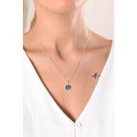 Vaoov 925 Ayar Nazar Boncuklu Göz Gümüş Kolye