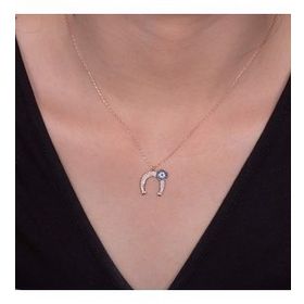 Vaoov 925 Ayar Nazarlı Nal Gümüş Kolye