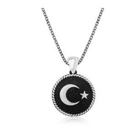 Vaoov 925 Ayar Türk Bayrağı Gümüş Kolye