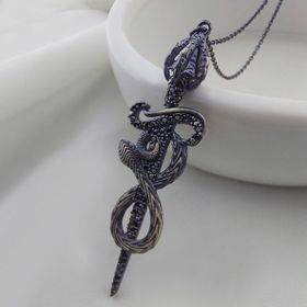 Vaoov 925 Ayar Yılanlı Kılıç Gümüş Kolye