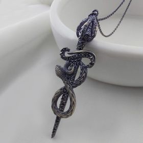 Vaoov 925 Ayar Yılanlı Kılıç Gümüş Kolye