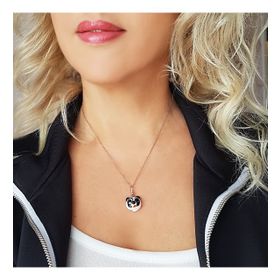 Vaoov El Yapımı Murano Camı Panda Gümüş Kolye