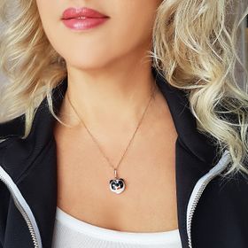 Vaoov El Yapımı Murano Camı Panda Gümüş Kolye